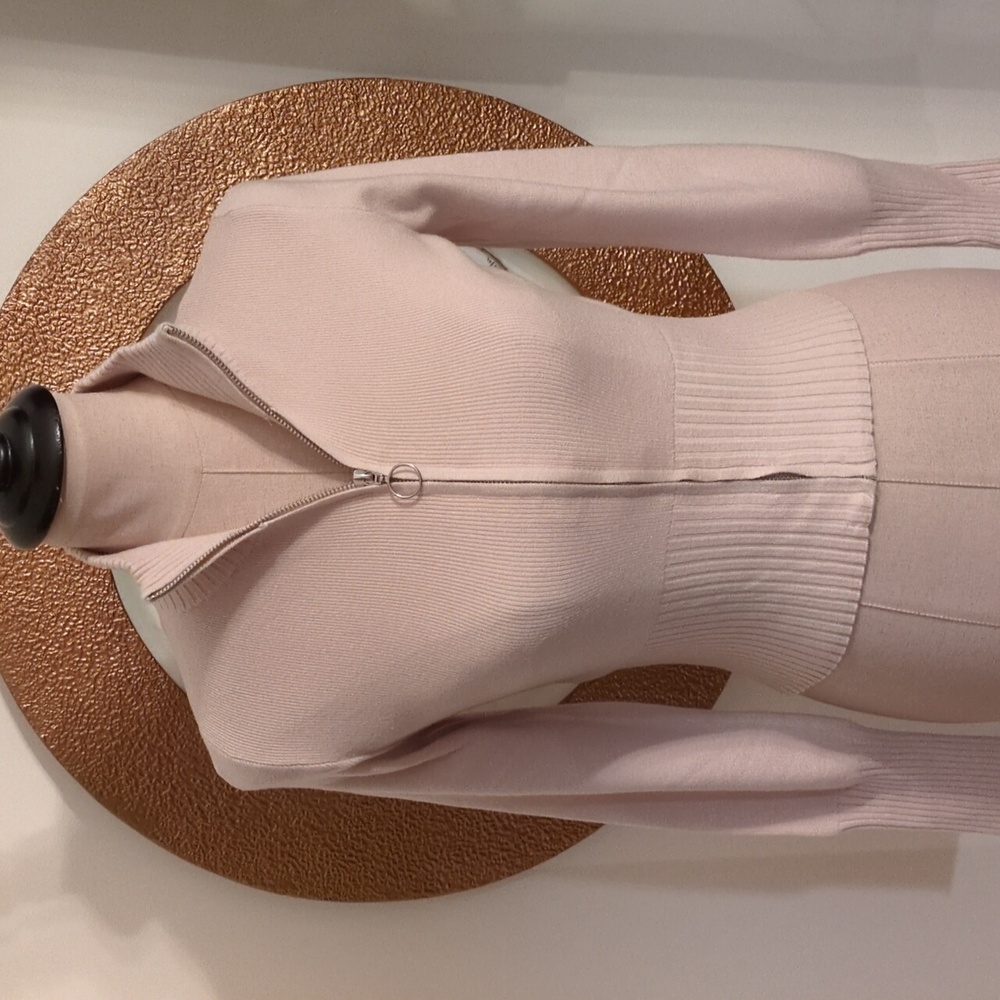 Pink Rose Chic Cream Zip-Up Cardigan by Pink Rose